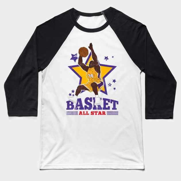 Oneal Basketball Shaq Attack Los Angeles 34 All Star Baseball T-Shirt by TEEWEB